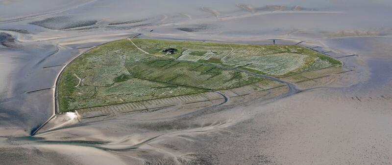 Aerial view on the island Hallig Süderoog during low tide. © Martin Stock. Aerial view on the island Hallig Süderoog during low tide. © Martin Stock.