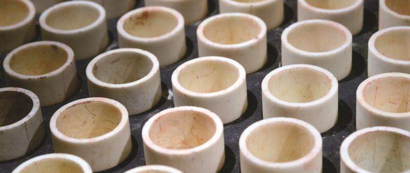 Several sample cups in rows used for analysis. © Jan Drent. Several sample cups in rows used for analysis. © Jan Drent.